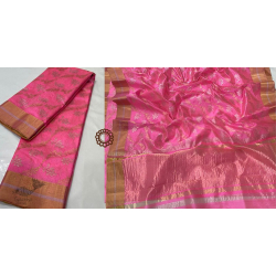 Padmapriya | Chanderi Silk - Handwoven Saree - Light Pink