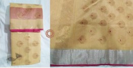Padmapriya | Chanderi Silk - Handwoven Saree - Light Yellow