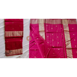 Padmapriya | Chanderi Silk - Handwoven Saree - Rani Pink