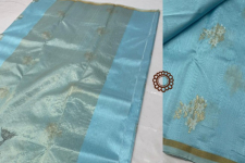 Padmapriya | Chanderi Silk - Handwoven Saree - Sky Blue