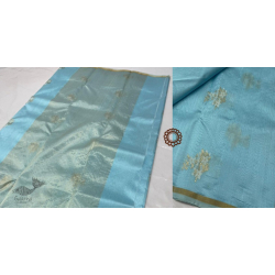 Padmapriya | Chanderi Silk - Handwoven Saree - Sky Blue