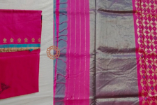 Padmapriya | Handwoven Chanderi Silk saree - Rani Pink