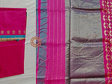 Padmapriya | Handwoven Chanderi Silk saree - Rani Pink
