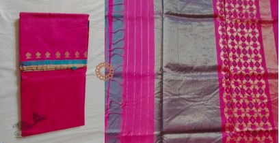 Padmapriya | Handwoven Chanderi Silk saree - Rani Pink