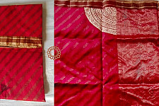Padmapriya | Handwoven Chanderi Silk saree - Red Laheriya Style