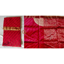 Padmapriya | Handwoven Chanderi Silk saree - Red Laheriya Style