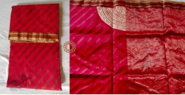 Padmapriya | Handwoven Chanderi Silk saree - Red Laheriya Style