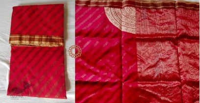 Padmapriya | Handwoven Chanderi Silk saree - Red Laheriya Style