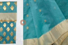 Padmapriya | Handwoven Chanderi Silk saree - Sky Blue