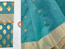 Padmapriya | Handwoven Chanderi Silk saree - Sky Blue