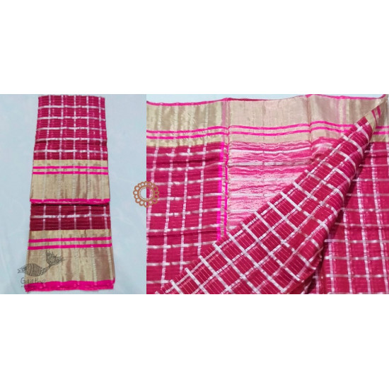 online shop handwoven chandri Dark Pink saree