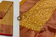 Padmapriya | Handwoven Chanderi saree - Mustard Yellow