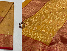 Padmapriya | Handwoven Chanderi saree - Mustard Yellow