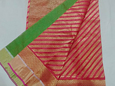 Padmapriya | Handwoven Chanderi Silk Saree - Rani Pink