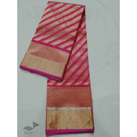 online Handwoven Chanderi Silk Rani Pink Saree 