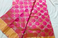 Padmapriya | Handwoven Chanderi Full Jaal Pink Saree