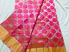 Padmapriya | Handwoven Chanderi Full Jaal Pink Saree