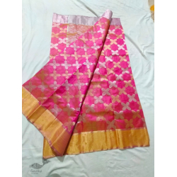 Padmapriya | Handwoven Chanderi Full Jaal Pink Saree