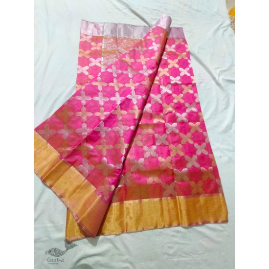 online Handwoven Chanderi Full Jaal Pink Saree