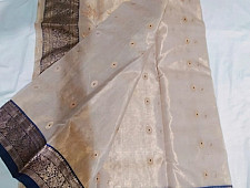 Padmapriya | Handwoven Chanderi Silk Saree - Cream Color