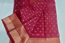 Padmapriya | Handwoven Chanderi Silk Saree - Maroon