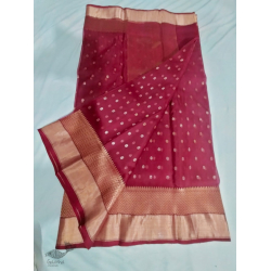 Padmapriya | Handwoven Chanderi Silk Saree - Maroon