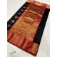 online Handwoven Chanderi Silk Black Saree With Red Border