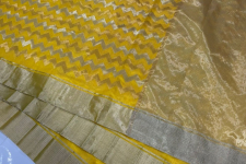 Padmapriya | Handwoven Chanderi Silk Saree - Yellow Zari Zik Zak 