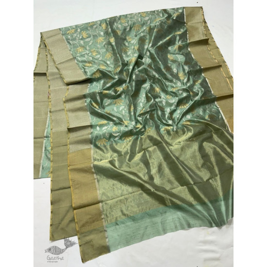 online Handwoven Chanderi Silk Saree - Pistachio Green 