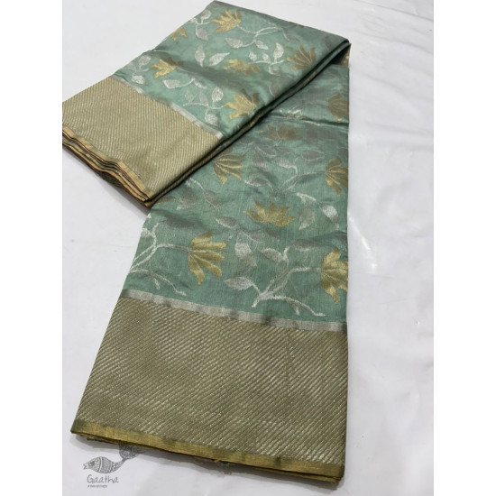 online Handwoven Chanderi Silk Saree - Pistachio Green 