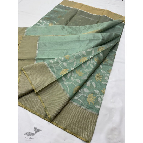 online Handwoven Chanderi Silk Saree - Pistachio Green 