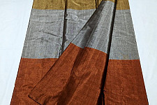 Padmapriya | Handwoven Chanderi Silk Zari Saree Golden, Silver & Copper