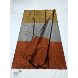 Padmapriya | Handwoven Chanderi Silk Zari Saree Golden, Silver & Copper