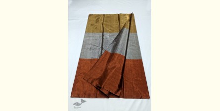 Padmapriya | Handwoven Chanderi Silk Zari Saree Golden, Silver & Copper