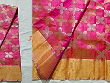 Padmapriya | Handwoven Chanderi Full Jaal Pink Saree