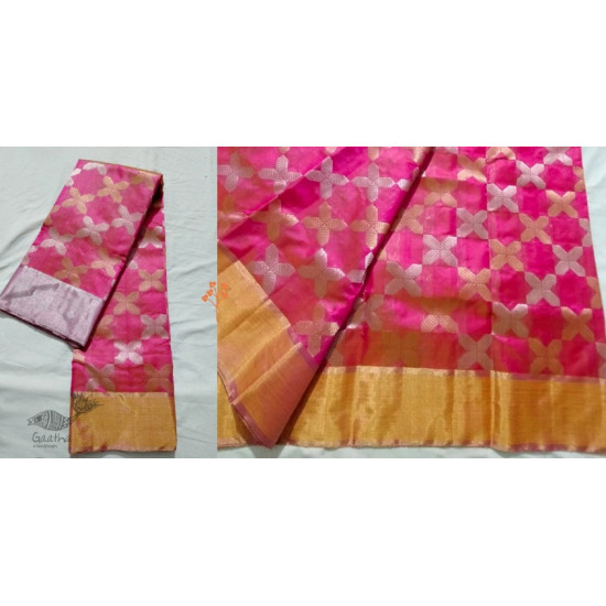 online Handwoven Chanderi Full Jaal Pink Saree