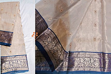 Padmapriya | Handwoven Chanderi Silk Saree - Cream Color