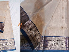 Padmapriya | Handwoven Chanderi Silk Saree - Cream Color