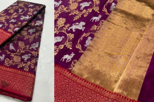 Padmapriya | Handwoven Chanderi Silk Saree - Deer & Lion Woven