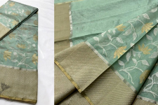 Padmapriya | Handwoven Chanderi Silk Saree - Pistachio Green