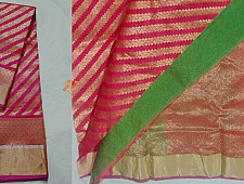 Padmapriya | Handwoven Chanderi Silk Saree - Rani Pink