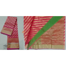 Padmapriya | Handwoven Chanderi Silk Saree - Rani Pink