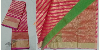 Padmapriya | Handwoven Chanderi Silk Saree - Rani Pink