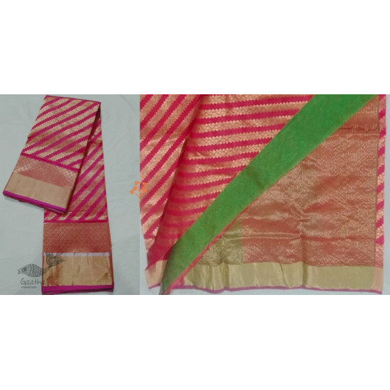 online Handwoven Chanderi Silk Rani Pink Saree 