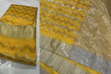 Padmapriya | Handwoven Chanderi Silk Saree - Yellow Zari Zik Zak 