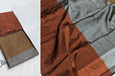 Padmapriya | Handwoven Chanderi Silk Zari Saree Golden, Silver & Copper