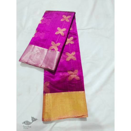 online Handwoven Chanderi Silk Magenta Saree 