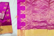 Padmapriya | Handwoven Chanderi Silk Saree - Magenta colour