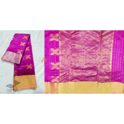 Padmapriya | Handwoven Chanderi Silk Saree - Magenta colour