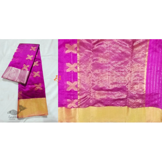 online Handwoven Chanderi Silk Magenta Saree 